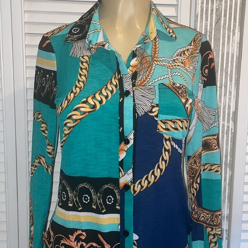 Timing Los Angeles Long Sleeve Button Up Blouse - Picture 2 of 7